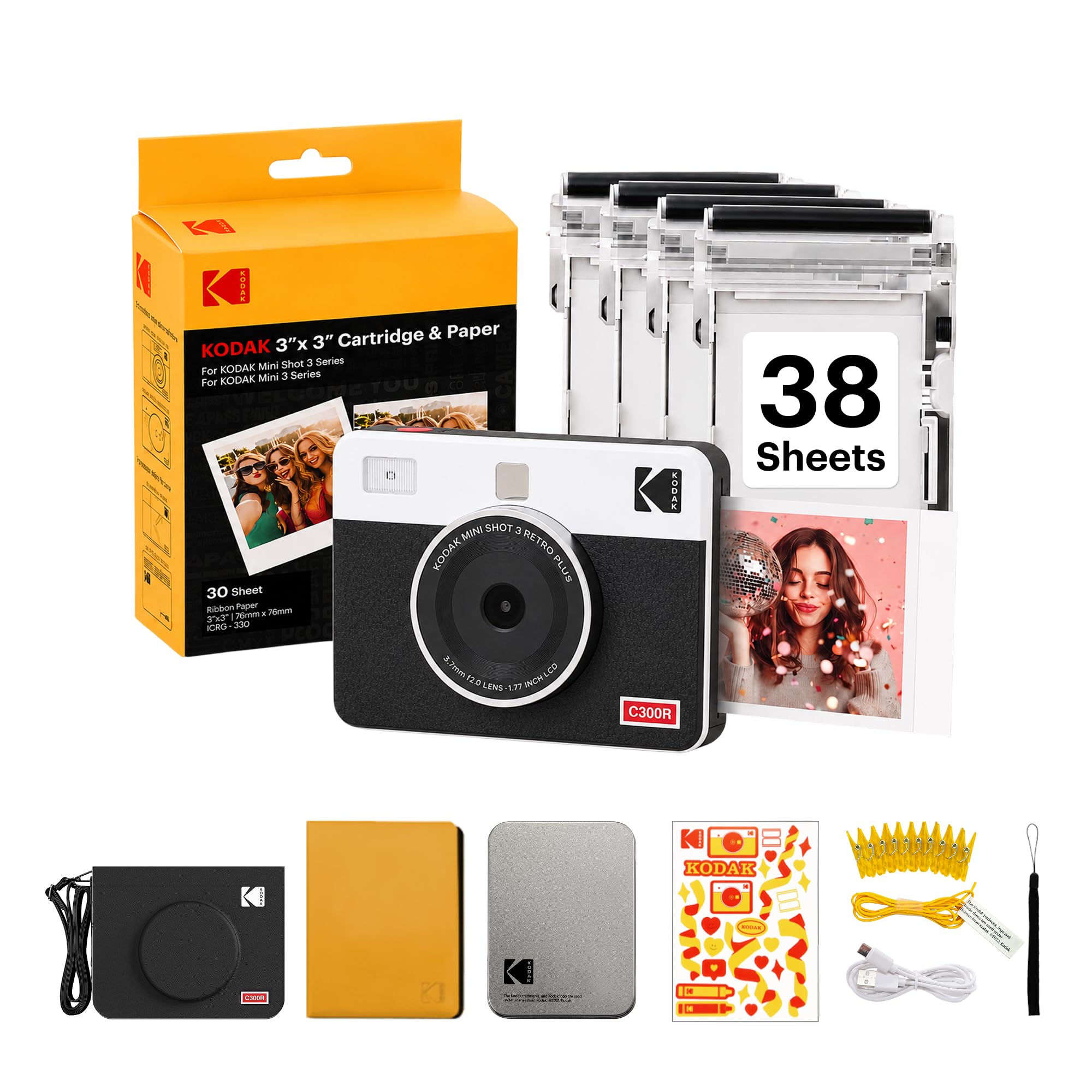 Amazon.com: KODAK Mini Shot 3 Retro 3x3 Instant Camera, 38 Sheets